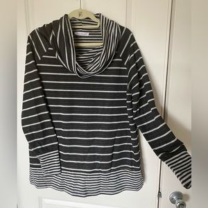 Cowl neck striped top